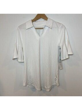 NWT Jofit Flutter Sleeve Polo Shirt UPF 50 Golf Athletic White Small S New